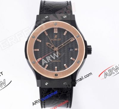 GS Factory Hublot Classic Fusion Super Clone Ceramic Case Rose Gold Bezel Grey Dial Watch